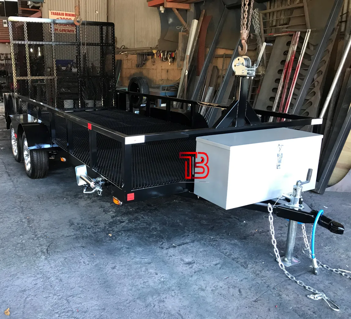 Remolque Utilitario de Doble Eje con Malla y Caja de Herramientas