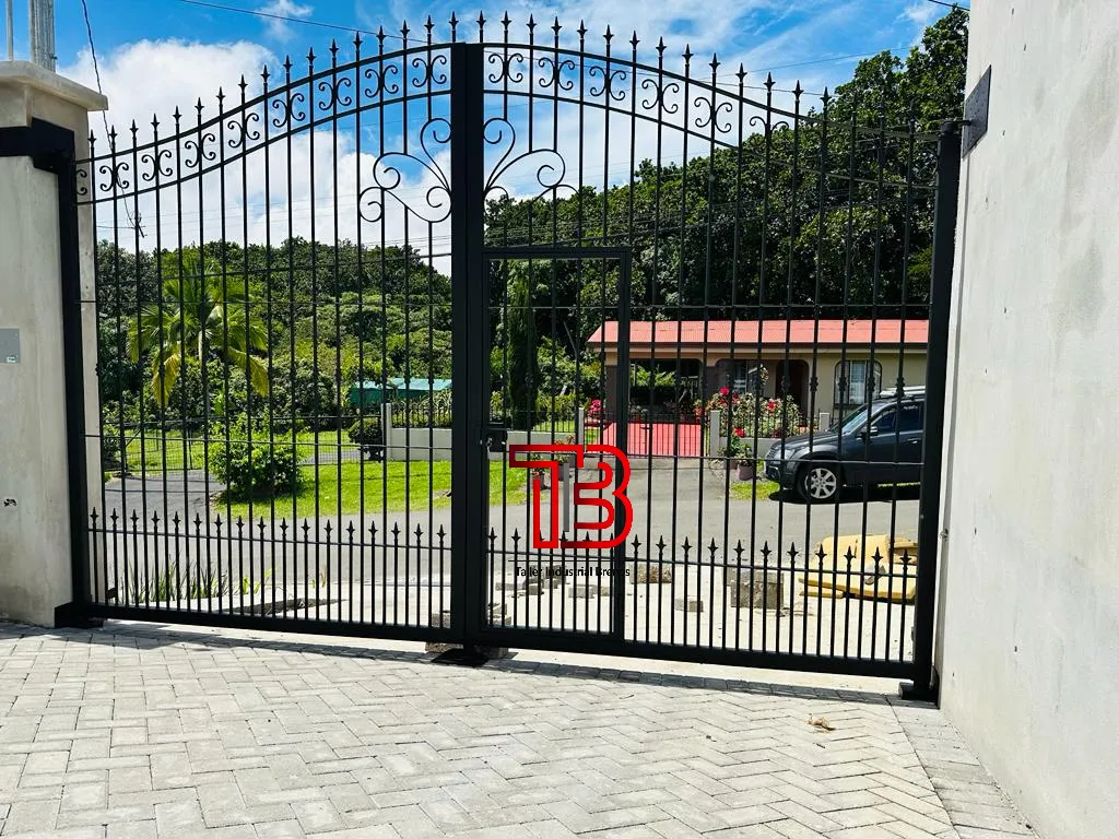 Portón Vehicular Clásico de Doble Hoja con Arco y Puntas de Lanza - Vista 1