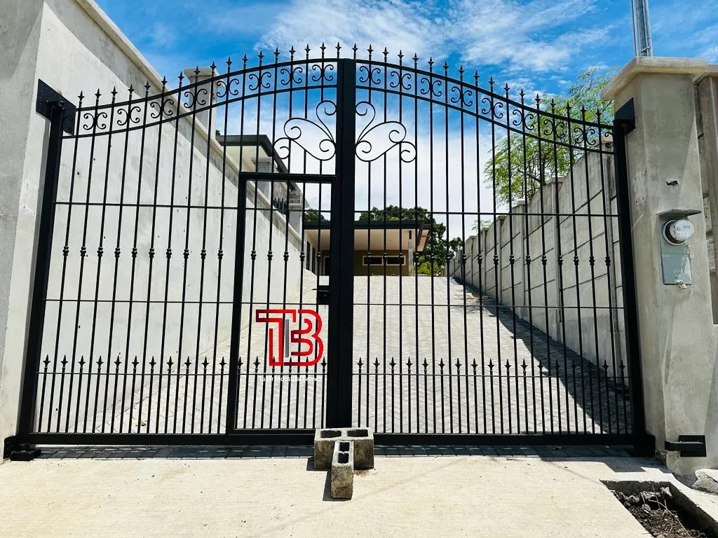 Portón Vehicular Clásico de Doble Hoja con Arco y Puntas de Lanza - Vista 3