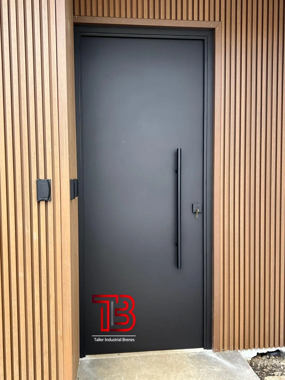 Puerta de Seguridad Negra de Altura Completa con Manija Tubular